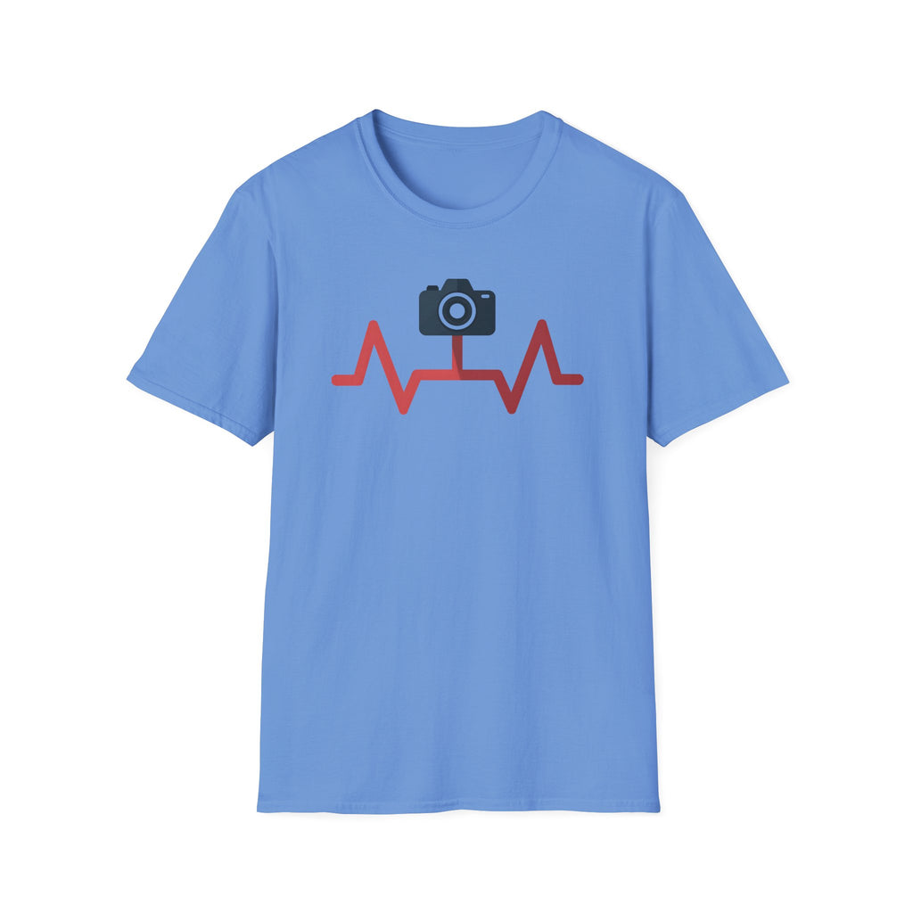 Black Camera wth Red Heartbeat T-Shirt